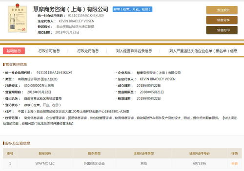Waymo在中国设立自动驾驶全资子公司 350万注册资本与新布局